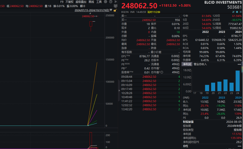 印度股市疯狂！一只小盘股一天暴涨6692535%！